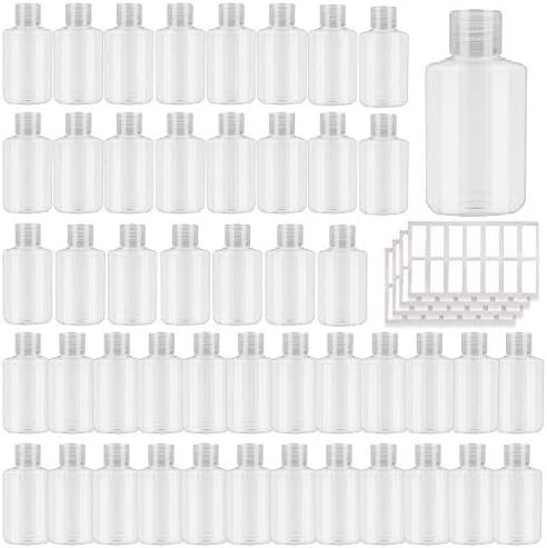 אינוליף 48 מארז בקבוקי פלסטיק עם מכסה עליון הפוך, 2 עוז 60 מ ל בקבוקי פלסטיק קטנים למילוי חוזר בקבוקי גודל נסיעות