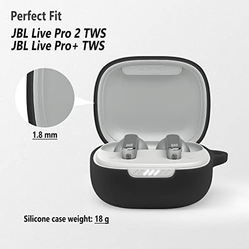 מקרה Geiomoo Silicone התואם ל- JBL Live Pro Pro TWS 2, JBL Live Pro+ TWS כיסוי מגן עם קרבינר