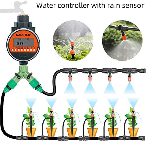 חיישן גשם של YFQHDD ממטרה אוטומטית, בקר מים, טיימר השקיה בגינה, ערכת ריסוס מרפסת גינה ביתית