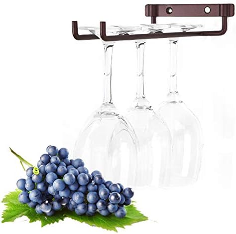 NBSXR -מתלה תוכנה, כוסות יין מחזיק אחסון מארגן מארגן מתכת, קיר זכוכית יין קיר רכוב של 2 ברונזה, למטבח או בר