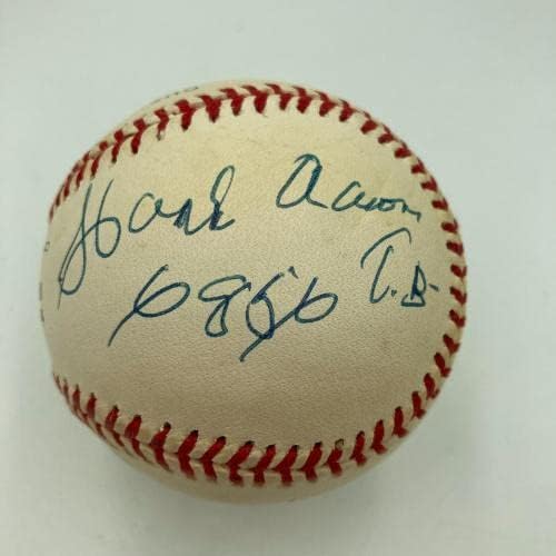 ווילי מייס האנק אהרון סטן סך הכל בייסבול בייסבול חתום בייסבול כתוב JSA - כדורי בייסבול חתימה