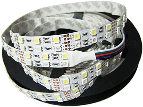 מנגנון תאורה של Alarmpore 16.4ft שורה כפולה חבל LED אור 5050 RGBW RGB LED לבן רצועת LED אור 5M 600 דלקים
