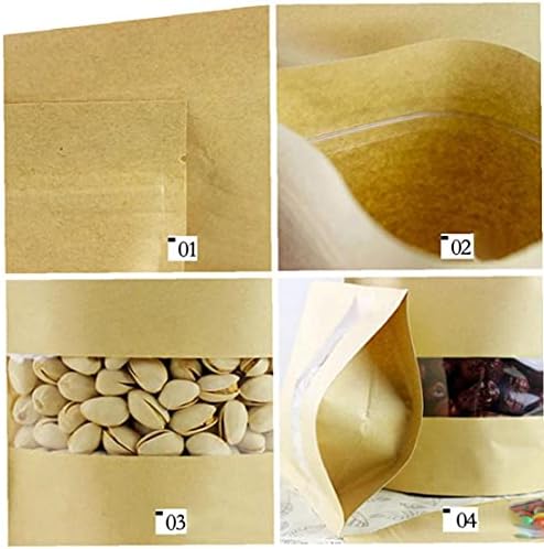 לשימוש חוזר אחיזת רוכסן עמיד חותם שקיות עמיד למים חום קראפט נייר לקום פאוץ עם שקוף חלון מזון