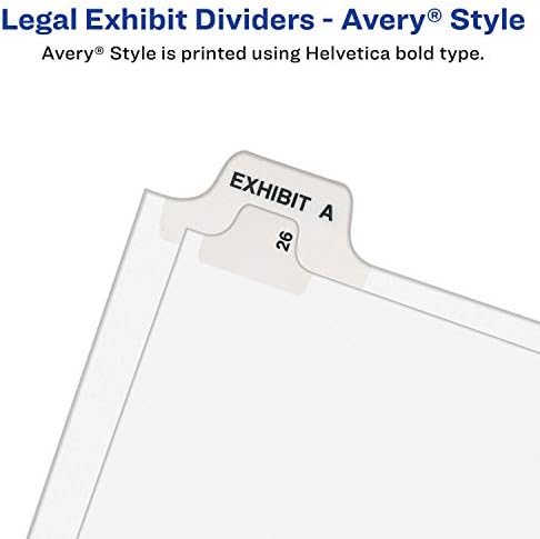 אייברי 11945 אייברי-סגנון מודפס מראש משפטי תחתון כרטיסייה מחלק, תערוכה ו, מכתב, לבן