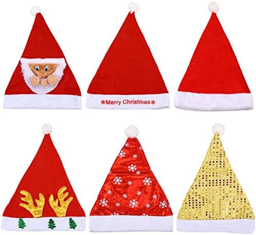 עבאודם 6 יחידות חג המולד כובע פסטיבל קישוטי קטיפה חג המולד למבוגרים כובע עבור חג המולד דקור עבור חג המולד קישוט