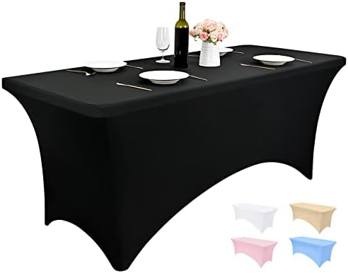 Yastouay 4ft שולחן מתיחה שולחן סטרץ 'שולחן שולחן כיסוי הדוק המותאם לשולחנות מלבניים 4ft שחור שולחן רחיץ