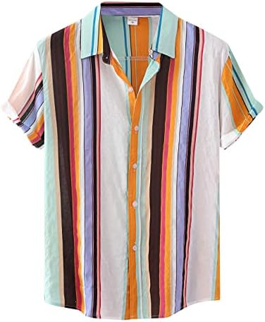 חולצות הוואי שרוול קצר של Beuu, לחצץ, כפתור למטה צווארון דש מפוס משובץ חולצה מזדמנת חולצה חולצת חוף