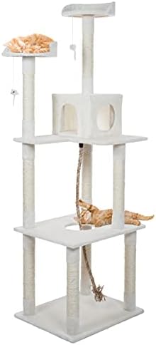 6 - רגל חתול מגדל-מנמנם מוטות, חתול דירה, 9 סיסל חבל מגרד הודעות, תליית צעצועי וחבל-חתול עץ לחתולים מקורה