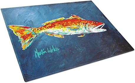 אוצרות קרוליין מ. ו. 1093 דג מעגל-דג אדום אדום לקרש חיתוך זכוכית ג ' ארט גדול, לוח חיתוך והגשה
