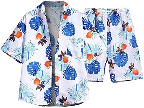 גברים של שתי חתיכה תלבושות הוואי סטי יוקרה מזדמן כפתור למטה קצר שרוול הוואי חולצה חליפות אביב תלבושות