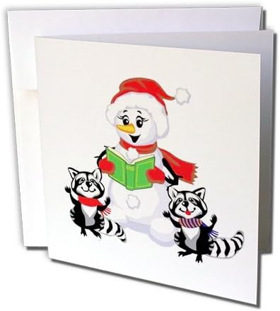 דביבונים ואיש שלג שרים קרולי חג המולד - כרטיס ברכה, 6X6 אינץ ', רווק