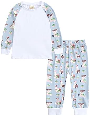לבוש לתינוק שרוול סטים לבגדי שינה ללבוש פעוטות תינוקות ביתיות בנות פסחא ארנב-ביצ