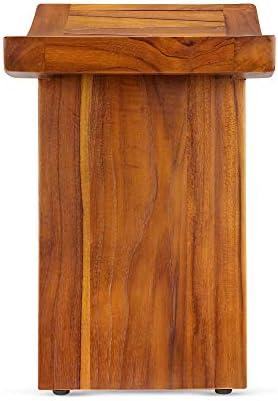 שרפרף מקלחת מעץ טיק מעץ טיק עם מדף-עמיד במים, מונע החלקה פרימיום אינדונזי ספסל מושב אמבטיה מעץ