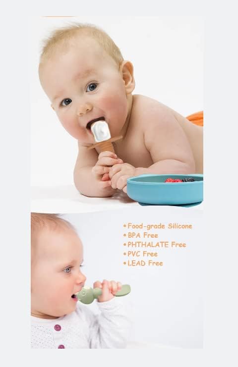 עדין גראב תינוק כלי-3 חבילה כפות-עצמי האכלת תינוק כפות עבור 6 חודשים + סיליקון פעוט כלי עם אנטי