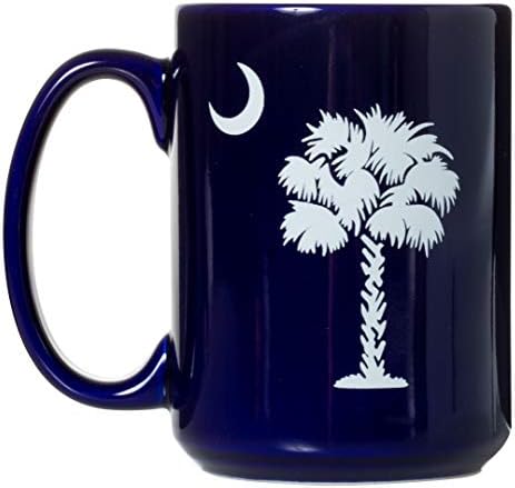 דרום קרוליינה דגל דקלון עץ סהר ירח - 15 עוז דלוקס דו צדדי קפה תה ספל