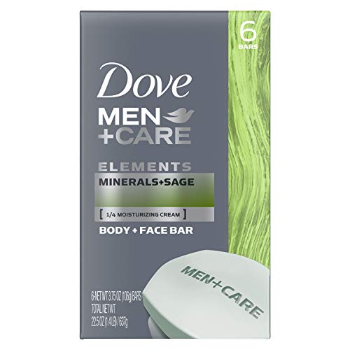יונה גברים + סרגל גוף ופנים לטיפול במינרלים בעור לחות + מרווה יותר לחות מאשר סבון בר 3.75 גרם 6 מוטות