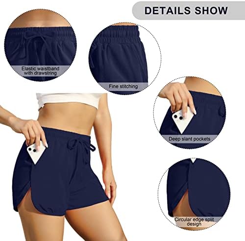 Uratot 3 חבילות נשים ספורט מכנסיים קצרים כותנה יוגה כותנה אימון מכנסיים קצרים קיץ אתלטי עם משיכה