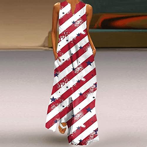 כותנה לסרוג שמלת יום עצמאות לנשים מקרית בתוספת גודל צווארון שמלה ללא שרוולים יומי אופנה אמריקאי 4