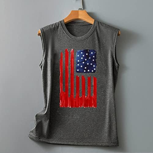 מיאשוי חולצה ארוך נשים אמריקה דגל הדפסת למעלה חולצה טי שרוולים עגול צוואר רופף חולצה אפוד טי