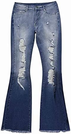 Miashui Denim המותניים המותניים למותניים גבוהות מתלקחות ג'ינס רטרו נמתח ג'ינס ג'ין מכנסיים פעמון ג'ינס פלוס