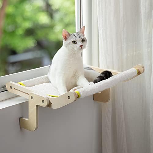 חתול חלון מוט לחתולים מקורה חסון קטיפה חתול ערסל חלון מושב מיטת מדפים לא קידוח לא יניקה כוס, חיסכון