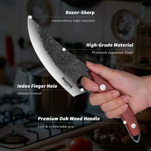 הוסק ויקינג סכיני יד מזויף קצבי סכין צרור עם 7.87 חד כתער סכיני מטבח