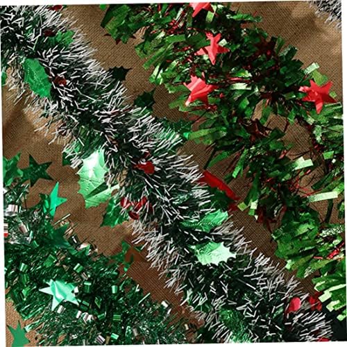 Aeiofu חג המולד טינסל גרלנד מתכתי ירוק עץ חג המולד טינסל טינסל חג המולד עץ עץ טינסל קישוט עם פירות יער אדומים