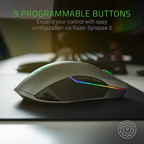 Razer LanceHead עכבר משחק אלחוטי: חיישן אופטי של 16K DPI - תאורת Chroma RGB - 9 כפתורים ניתנים לתכנות - מתגים מכניים