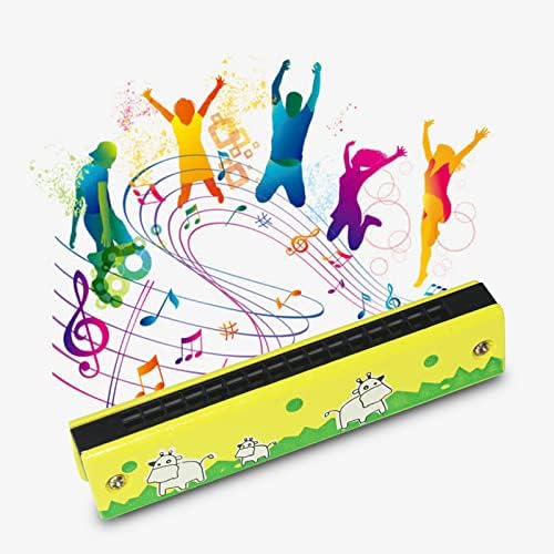 Delarsy zx2fze parmonica כלי מוזיקלי כלי נגינה מעץ מצוירים הדפסת שורות כפולות 16 חורים לילדים חובב מוזיקה