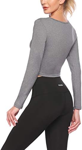 חולצת יוגה של COORUN נשים שרוול ארוך ספורט יבול עליון טור