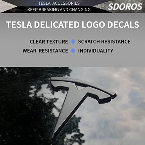 Sdoros דגם y אביזרים טסלה סמל מדבקה מדבקה, גלגל הגה/תא המטען הקדמי/תא המטען האחורי 3 יח '/סט לדגם Tesla