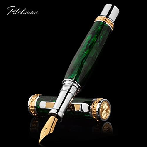 Pitchman Close Emerald Fountain Pent - עט מנהלים יוקרתי לגברים, מתנה נחמדה לגברים, מתנה ארגונית,