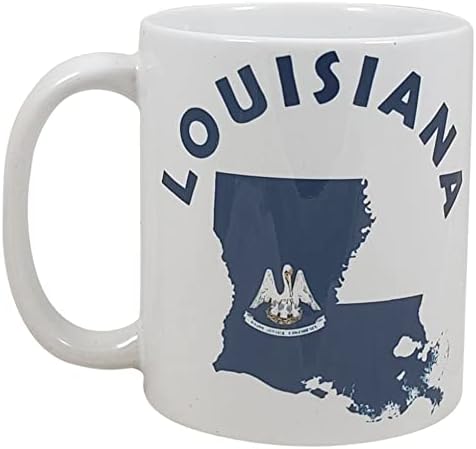 פאלם סיטי מוצרים לואיזיאנה מדינת צורת-11 עוז קרמיקה קפה ספל עם מדינת לואיזיאנה דגל / מתנה גדולה עבור