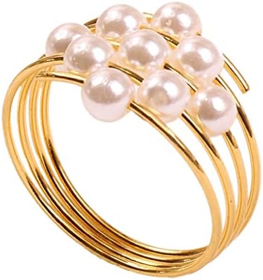 פנינת מפית טבעת מפית אבזם מתכת מפית טבעת חתונה מסעדה פה בד טבעת