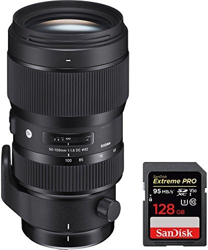 סיגמא (693955 50-100 ממ f/1.8dc HSM עדשת אמנות עבור Nikon SLR הר + Sandisk Extreme Pro SDXC 128GB
