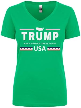 טראמפ לנשים סייברטלה הופך את אמריקה לגדול שוב ארהב Maga Juniors V-Neck חולצת טריקו