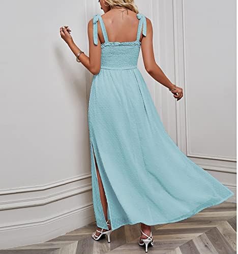 שמלות קיץ לנשים 2023 Tube Top Maxi שמלת מפוצל hem pom pom שמלת עניבה שרוול שמלה ארוכה שמלת