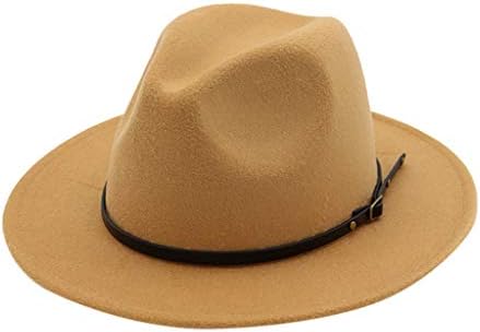 כובעי פדורה עם אבזם חגורה אופנה כובע קז'ואלי לנשים רטרו תקליטון כובע ג'אז רחב כובעי פדורה לנשים