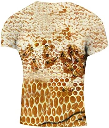 קיץ דבורת דבש גרפי קצר שרוול חולצות לגברים 3 ד מודפס אופנה צוות צווארון חיצוני חולצות