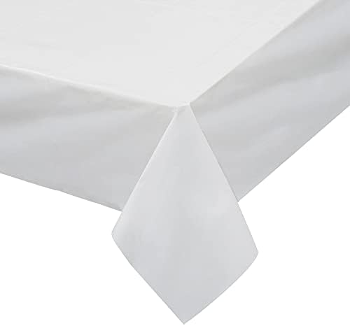 פלסטיק שולחן בד למסיבות, חד פעמי מפת שולחן 54 איקס 108, חבילה של 6, לבן מלבן