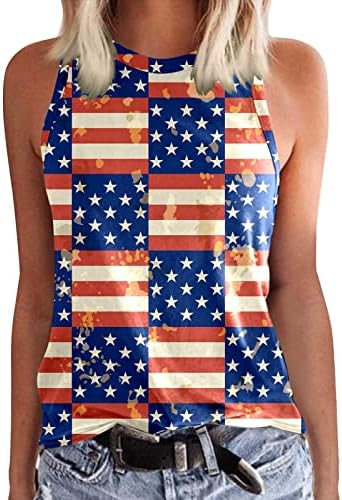 גופיות טנקים של חולצה 4 ביולי לנשים ארהב דגל קיץ קיץ חולצה ללא שרוולים כוכבי טנק אימון פטריוטיים