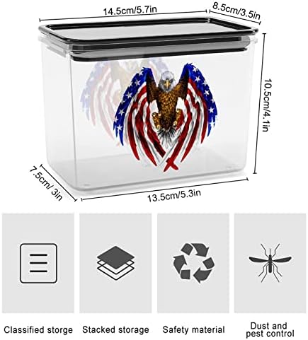 אמריקאי נשר ארהב דגל קירח נשר אחסון מכולות ברור פלסטיק תיבת עם מכסים לשימוש חוזר פחי למטבח דגנים