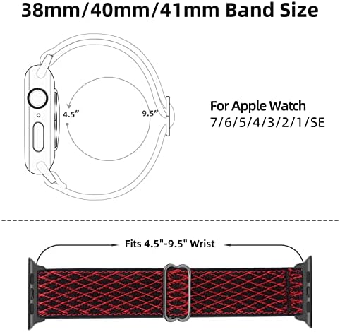 תואם להקת Apple Watch 38 ממ 40 ממ 41 ממ, להקת לולאת סולו ניילון נמתחת לסדרת IWatch סדרה 7 6 5 4 3