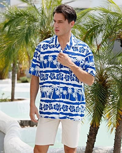 חולצה הוואי של אפרו גברים 4 כיווני כפתור מזדמן במורד חולצות חוף קיץ