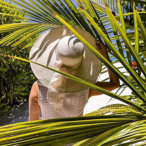 כובעי חוף לנשים גדול קש רחב ברים קיץ כובע תקליטונים מתקפל להפשיל כובע שמש כובע עד 50+