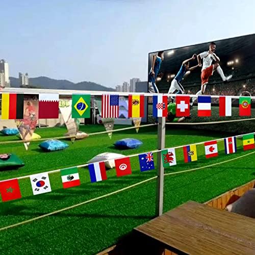 ליבוטי 2022 גביע העולם דגלי באנר מחרוזת,2 סט,66 רגליים 64 דגלים