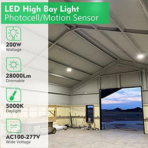 חכם 200 וו LED LED BAY Light 28000LM לעומק/מרחק תנועה/זמן החזק DIY DIY BAY BAY LED תאורת ETL ברשימה LED