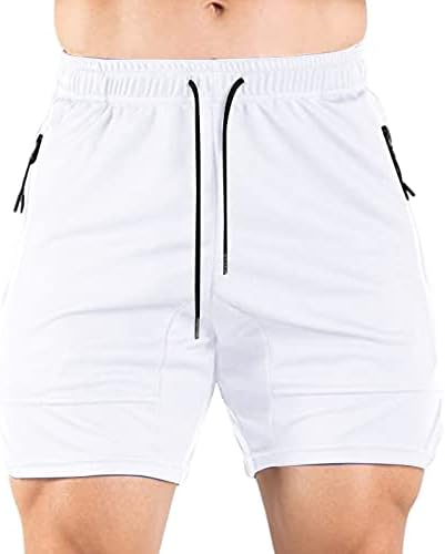 מכנסי אימון מיאשוי לבנים כושר ספורט לגברים וריצה מכנסיים מהירים לנשימה רשת קלת משקל עם מכנסיים קצרים