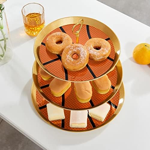 עוגת עומד סט של 3, כדורסל כדור מרקם עוגת הכן תצוגת שולחן קינוח דוכן הקאפקייקס לחתונה תינוק מקלחת
