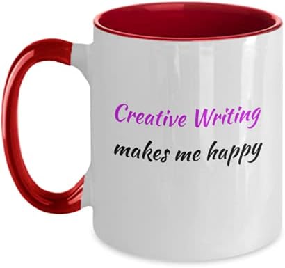 כתיבה יצירתית, קפה ספל ורוד, ביומן, סופר, כתיבה יצירתית עושה אותי מאושר, קרמיקה תה כוס, יום
